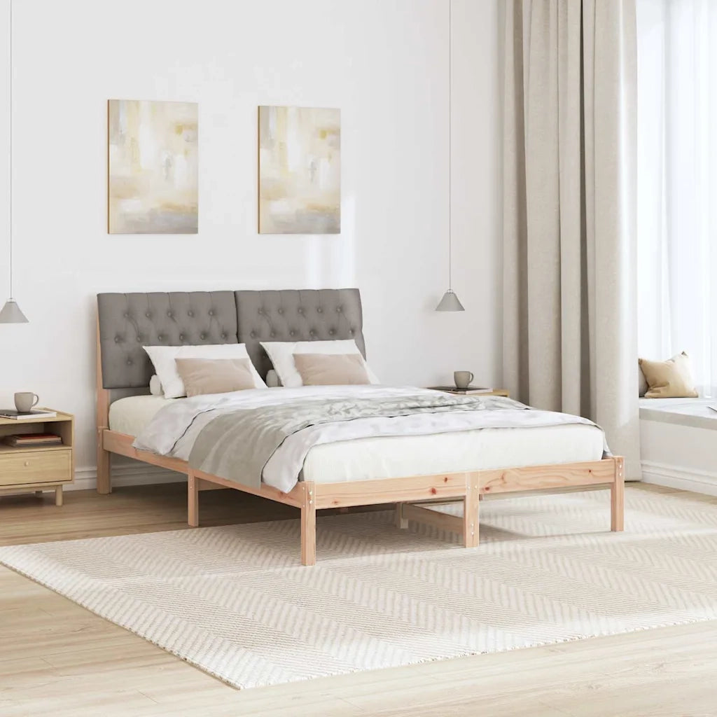 Letto con Testiera Rivestita con testiera Marrone 135 x 190 cm