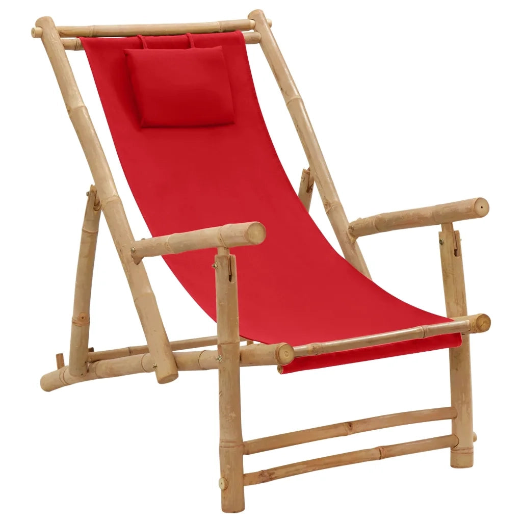 Sedia a Sdraio in BambÃ¹ e Tela Rosso cod mxl 16974