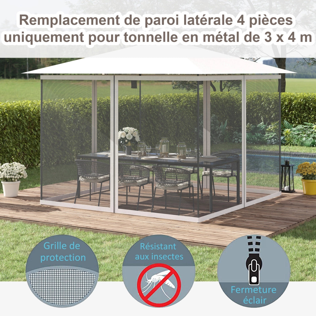 Moustiquaire per Gazebo Giardino ¨C zephmum ¨C 3x4 m Grigio