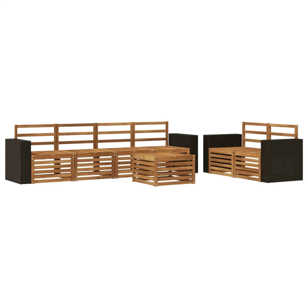 Set di divani da esterno 7 pz Naturale Legno di Acacia Massello 3384060