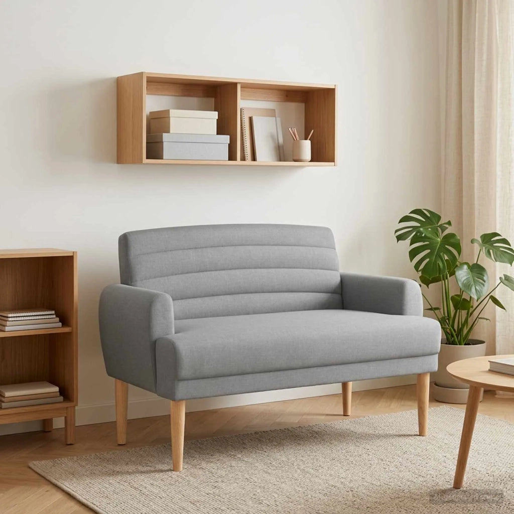 Loveseat con bottoni imbottiti Grigio Chiaro 116 x 67 x 80 cm 42041775
