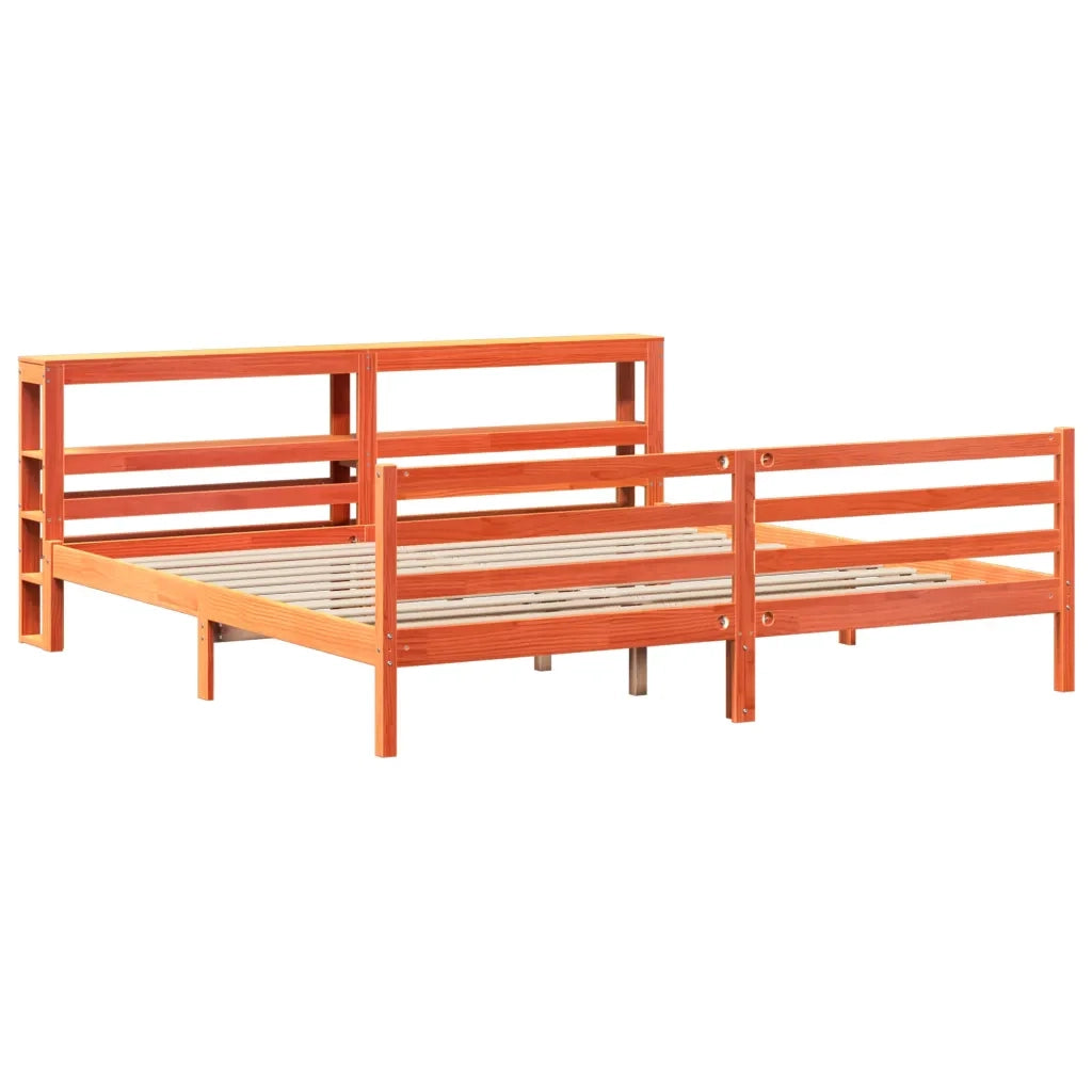 Letto matrimoniale | Letto per adulti | Letto senza Materasso Marrone Cera 200x200 cm in Legno di Pino