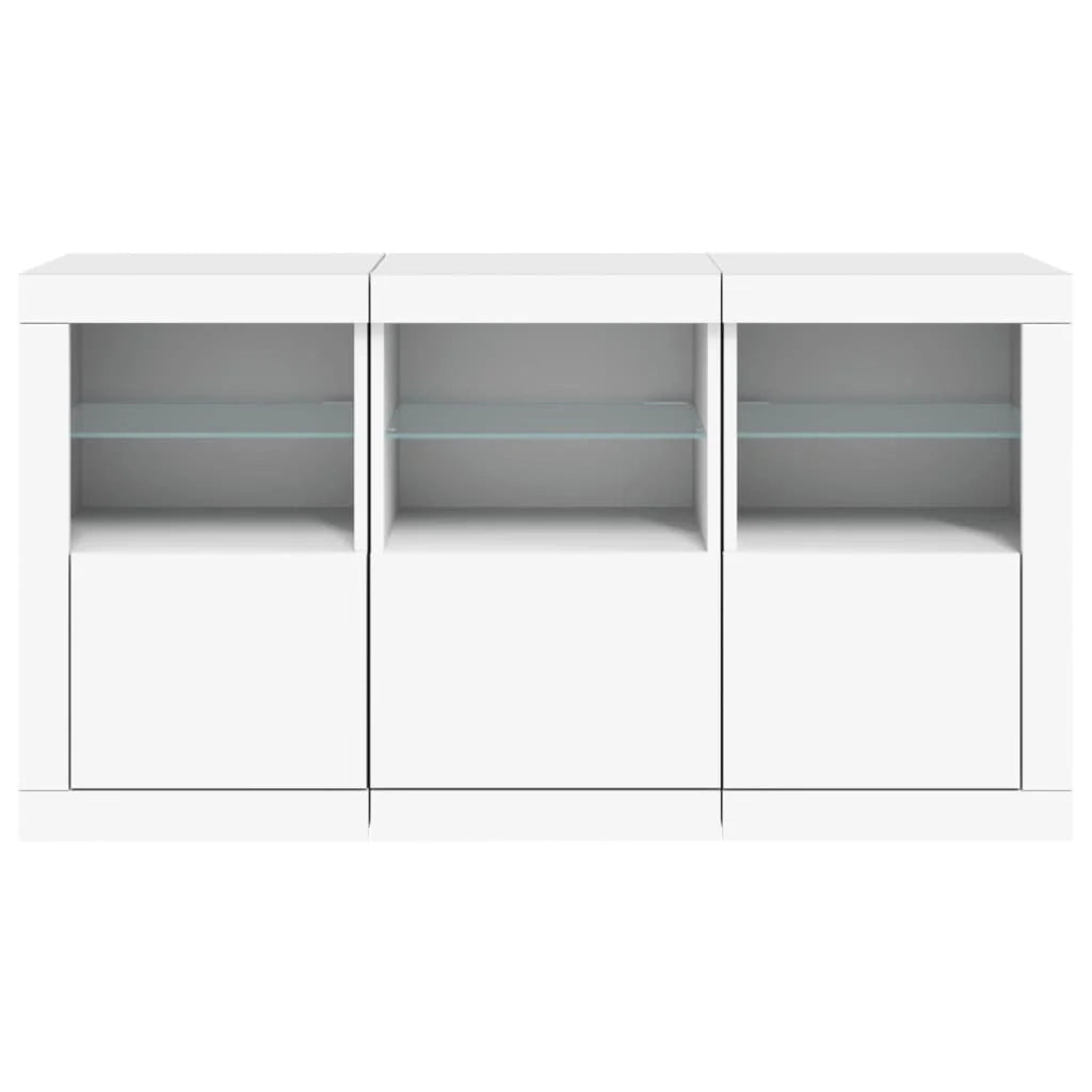Buffet credenza cassettiera armadio mobile contenitore organizer per cucina soggiorno salotto con luci LED 123 x 37 x 67 cm bianco 02_0029826