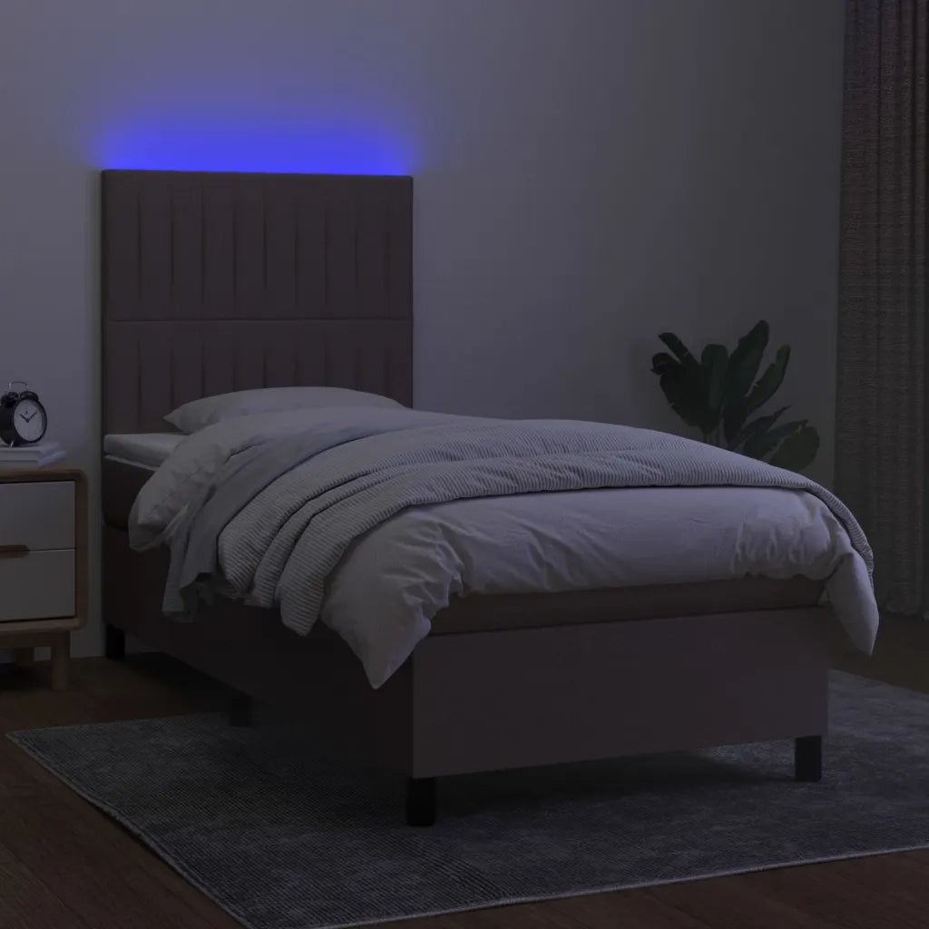 Letto a Molle con Materasso e LED Tortora 80x200 cm in Tessuto cod mxl 33625
