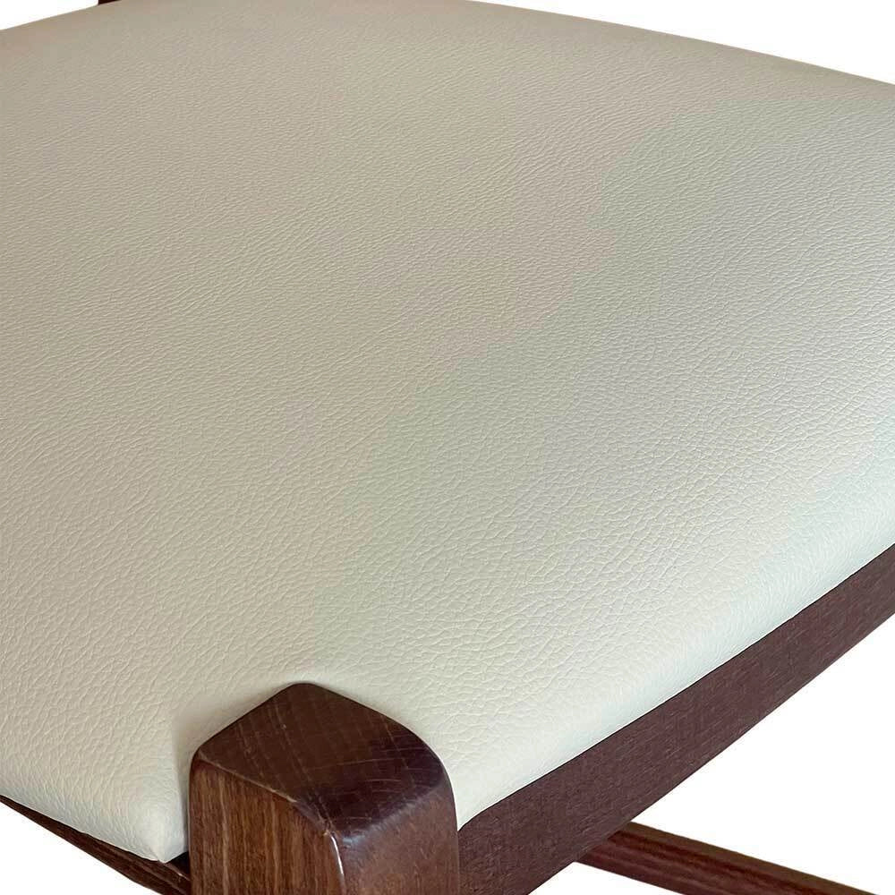 Sgabello venezia in legno noce scuro h 73 con seduta similpelle beige