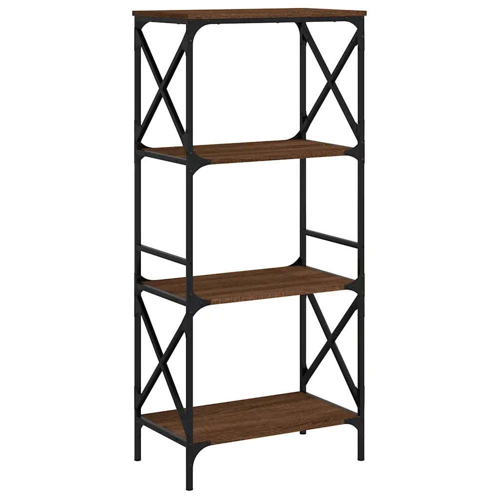 Libreria 4 Ripiani-Scaffale per Libri-Mobile di Stoccaggio Rovere Marrone 59x35x132cm Legno Multistrato