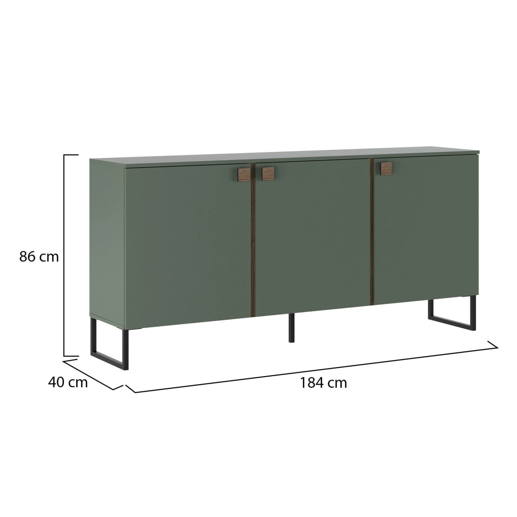 Madia Carvico, Credenza 3 Ripiani, 184x40x86h cm Verde