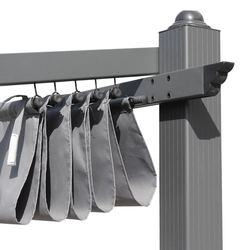 3x4m  pergola in alluminio con copertura scorrevole, grigio