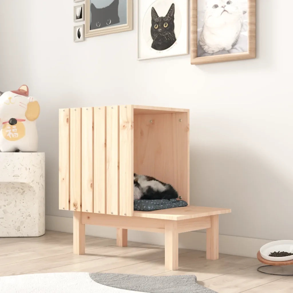 Casetta per Gatti 60x36x60 cm in Legno Massello di Pino CFW8854288