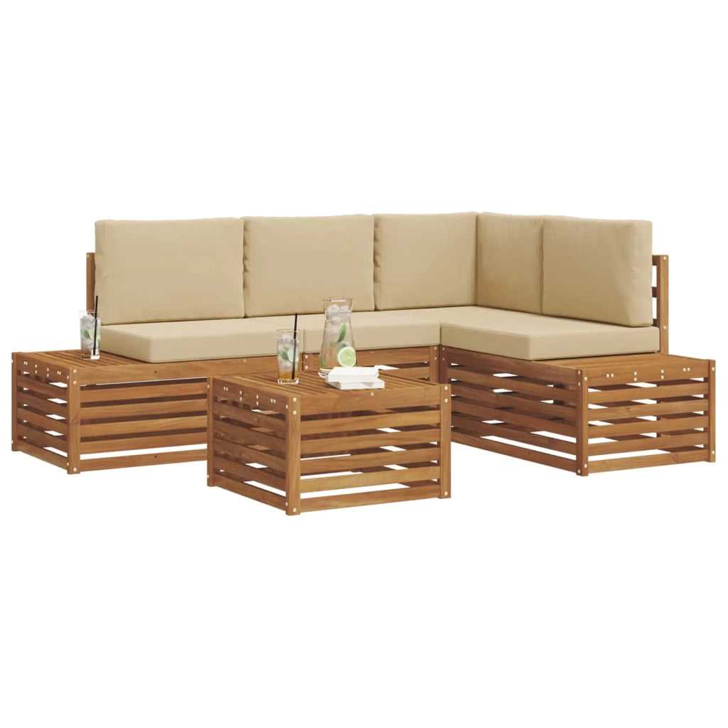 Set di divani da esterno Naturale e Beige 59 x 59 x 37 cm