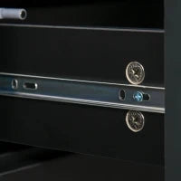 Mobiletto Multiuso Nero con 2 Cassetti e 2 Armadietti ad Apertura a Pressione, 117x36x74cm