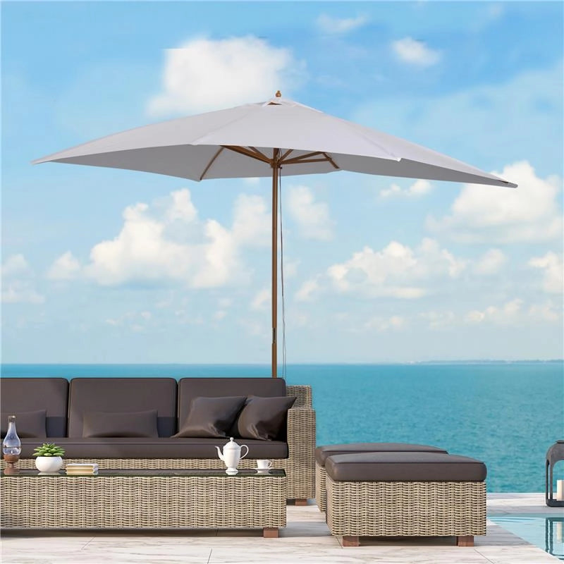 OMBRELLONE DA GIARDINO 2X3 IN LEGNO LACCATO CON COPERTURA RIMOVIBILE, BIANCO