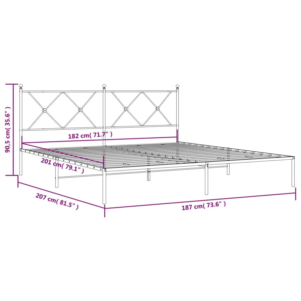 Giroletto con Testiera-Struttura Letto con testiera Metallo Bianco 180x200 cm 660018