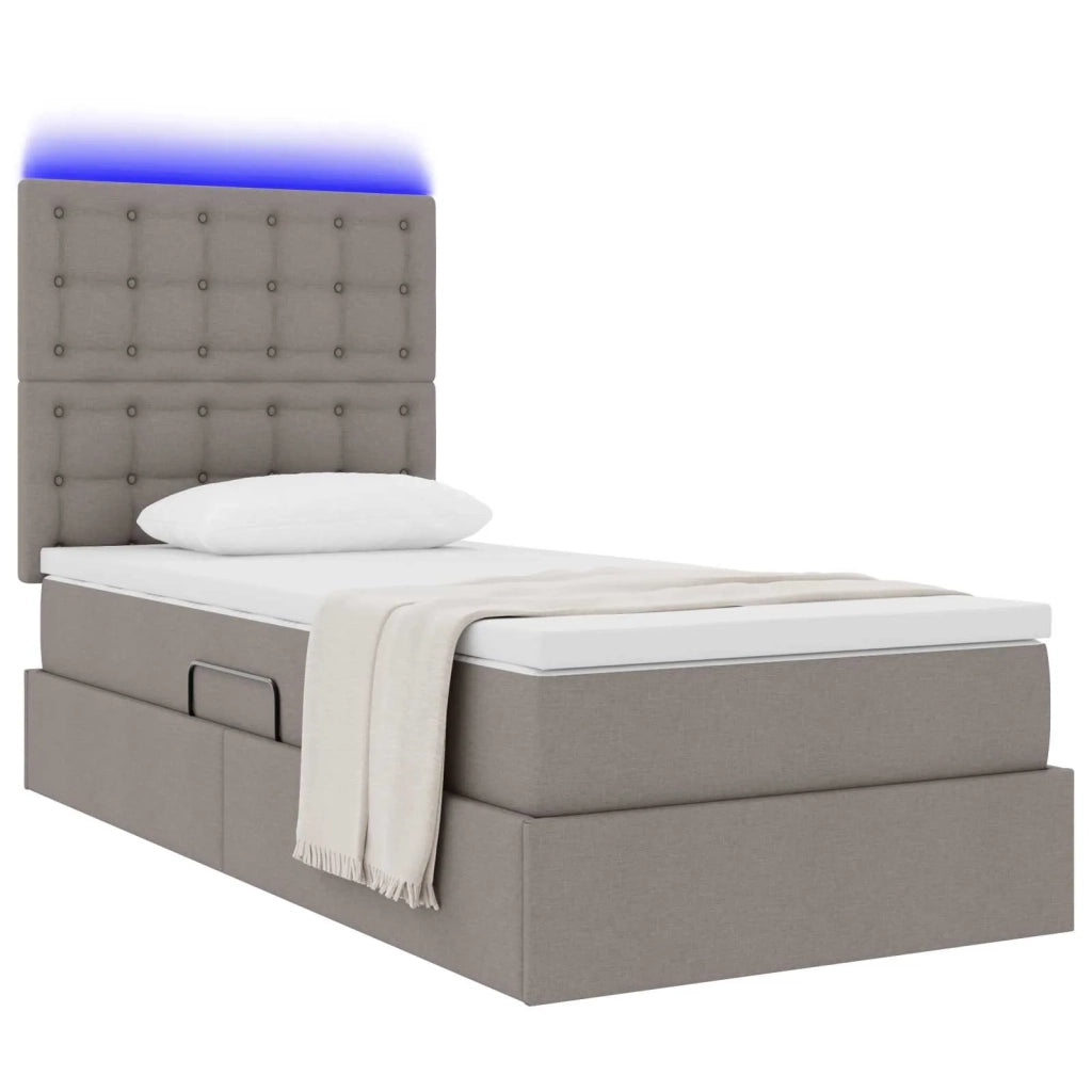 Letto con contenitore LED e materasso Tortora 90 x 200 cm
