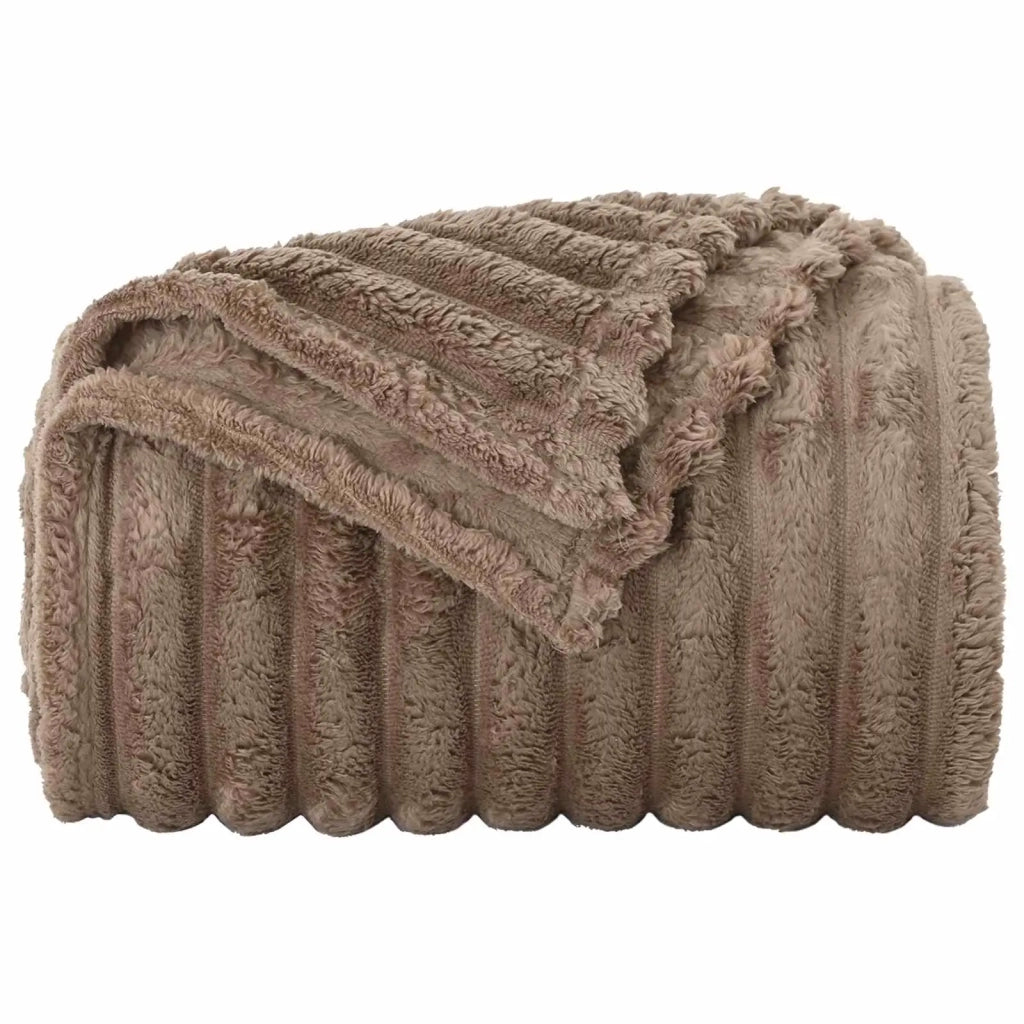 Coperte da Pile 6 pz Cammello 240 x 220 cm Panno