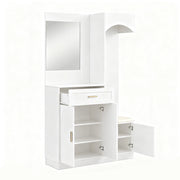 Mobile d'Ingresso con Specchio; 2 Ante; 2 Cassetti e Ripiani Regolabili; Stile Moderno; in MDF; Bianco; 110??33??185;5 cm