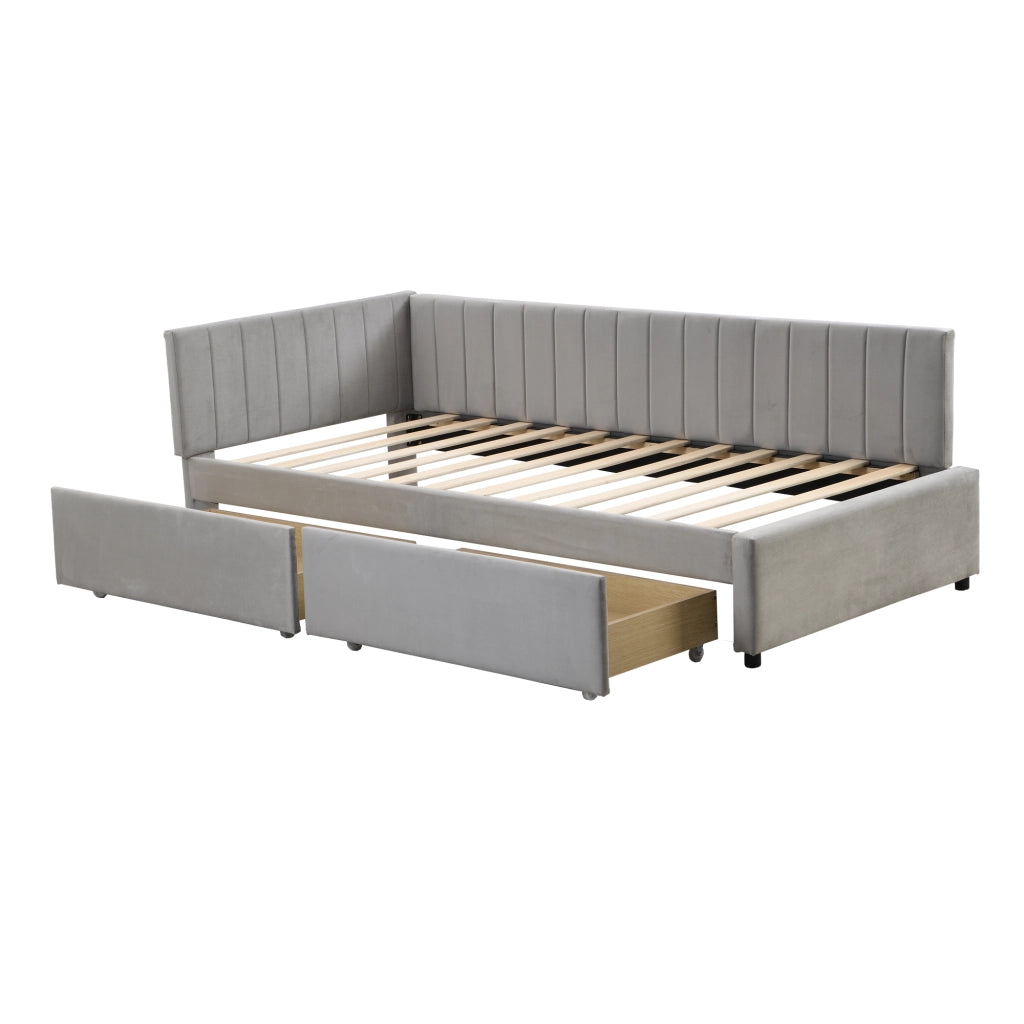 Letto imbottito divano letto in velluto grigio 90x200 cm