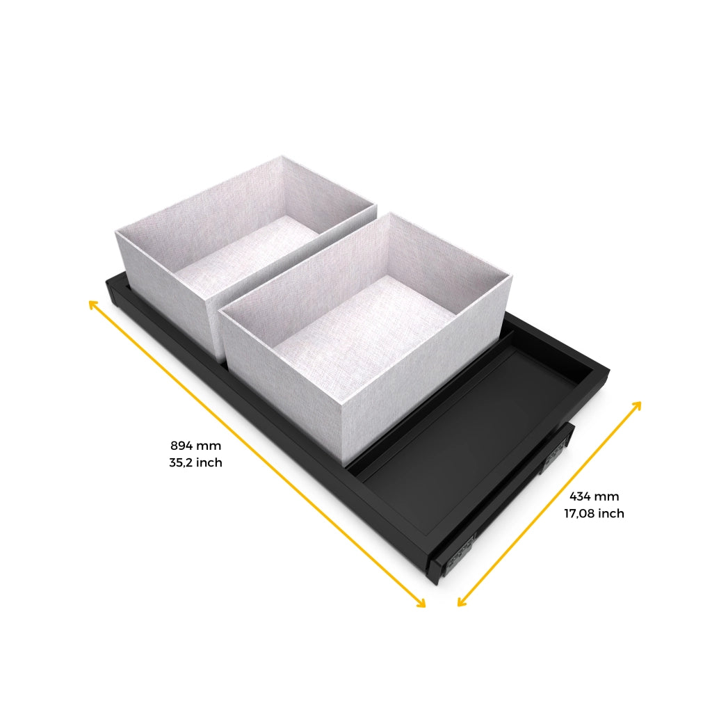 Kit 3 Cestelli e Vassoio per Amadio Regolabile 900 mm Emuca Grigio Pietra