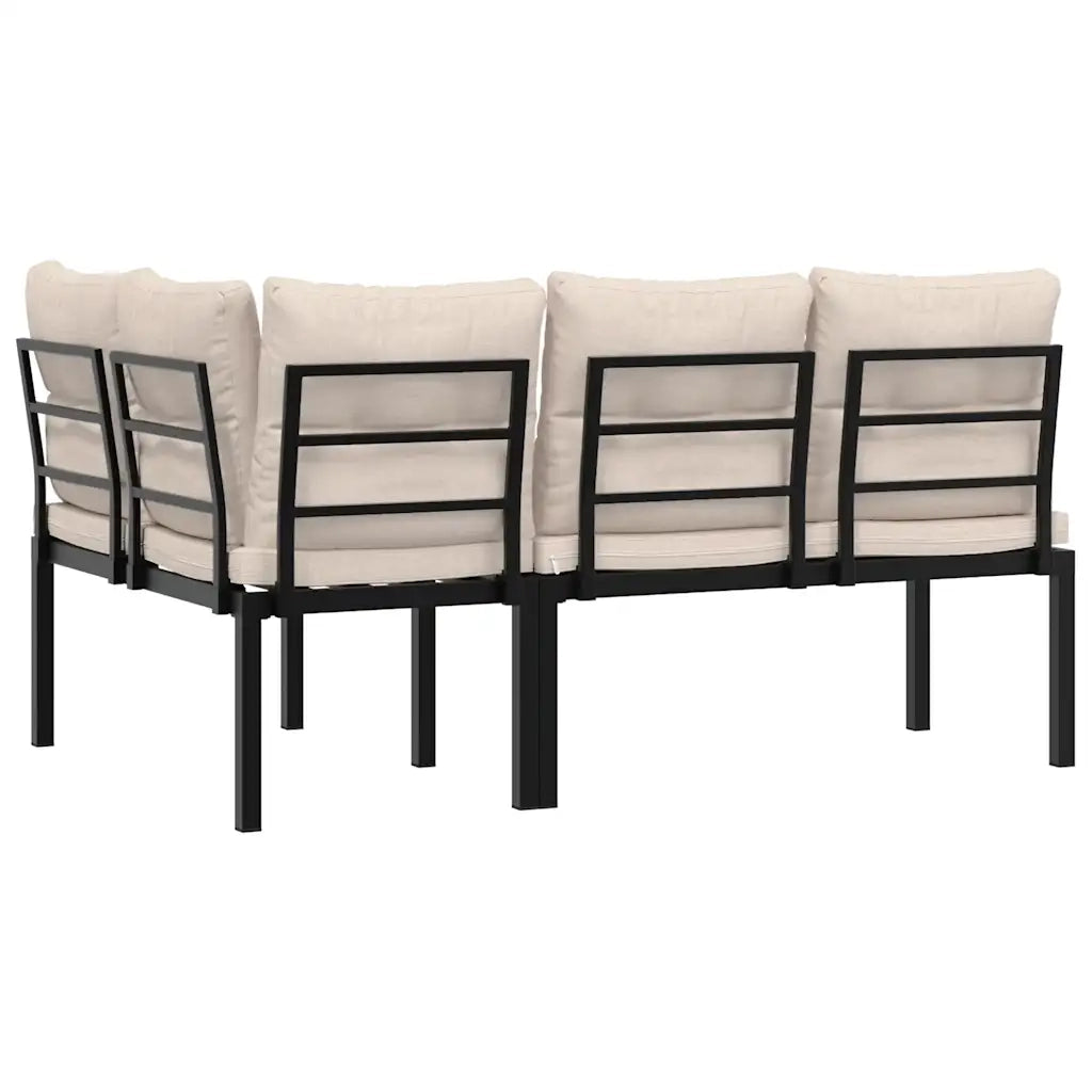 Panche Giardino con Cuscini 2pz Nere Acciaio Verniciato Polvere 4008563