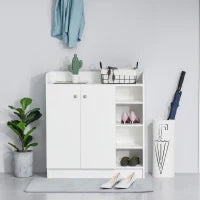 Mobile Portascarpe a 4 Ripiani con 1 Armadietto, 83 cm x 30 cm x 90 cm, Bianco
