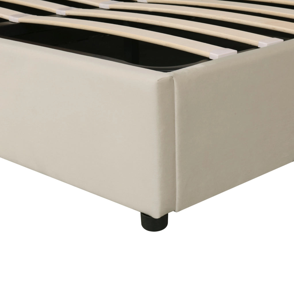 Letto matrimoniale contenitore 140x190 cm in velluto beige