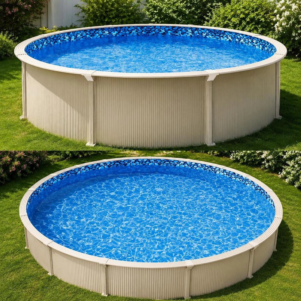 Round Pool Liner, Φ 549x147 Cm, Inner Liner, Replacement Liner, Pool Liner, Overlap-style Vinyl Liner With Standard Thickness, For Above-ground Pools With A 137 Cm Wall Height