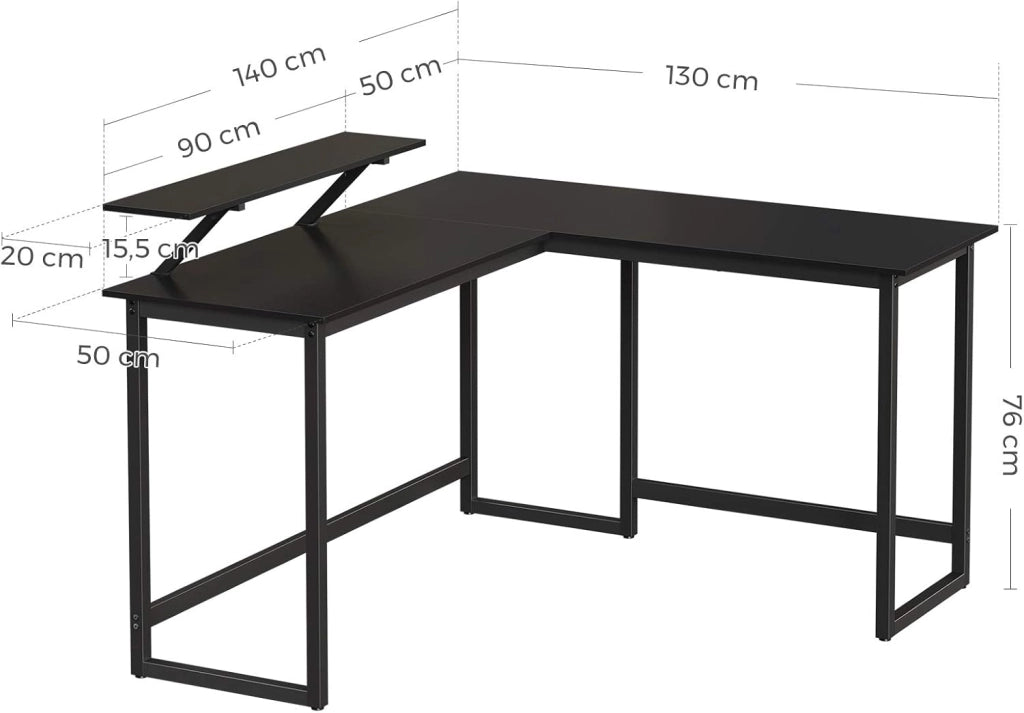 VASAGLE Scrivania per computer, stazione di lavoro a forma di L, scrivania angolare industriale con supporto per monitor, per casa, ufficio, studio, scrittura e gioco, salvaspazio, facile da montare,