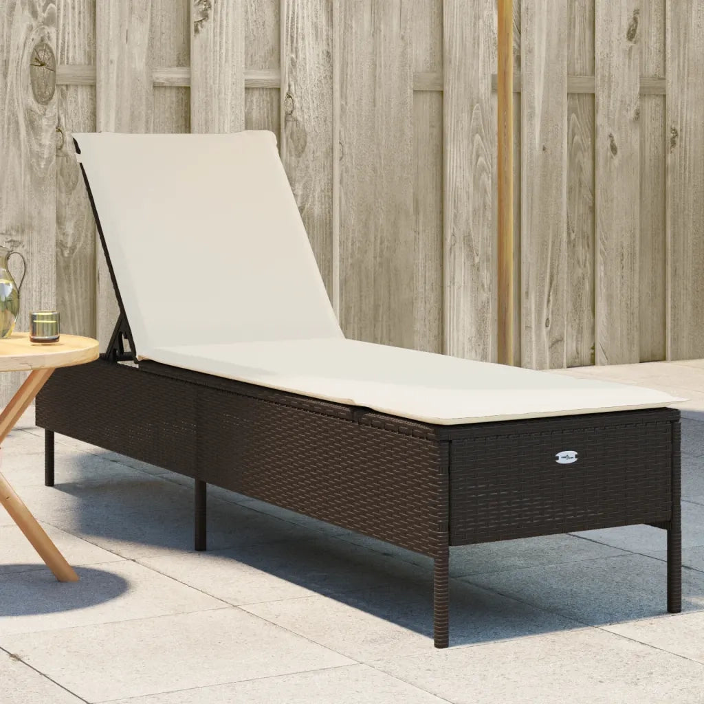 Lettino Prendisole | Sdraio da giardino | Lettino da sole con Cuscino Marrone in Polyrattan