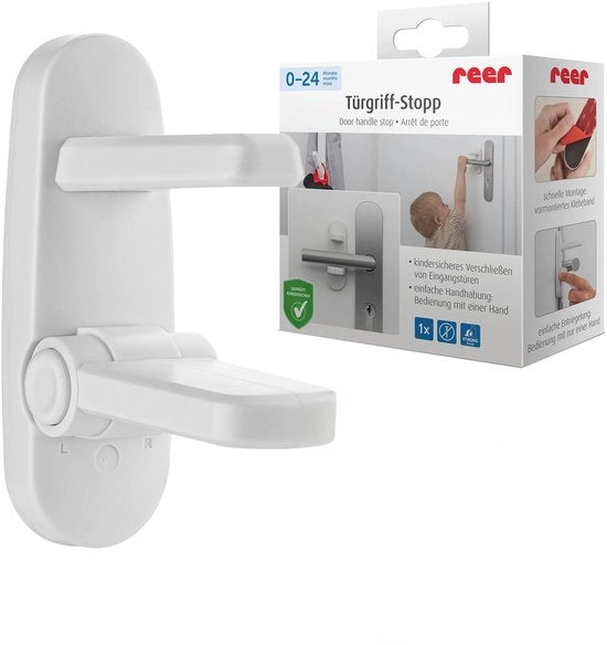 Blocco di sicurezza per porte, protezione per bambini per porte di appartamento e accesso, protezione della maniglia, dispositivo di rilento per la maniglia, blocco di sicurezza per porte.