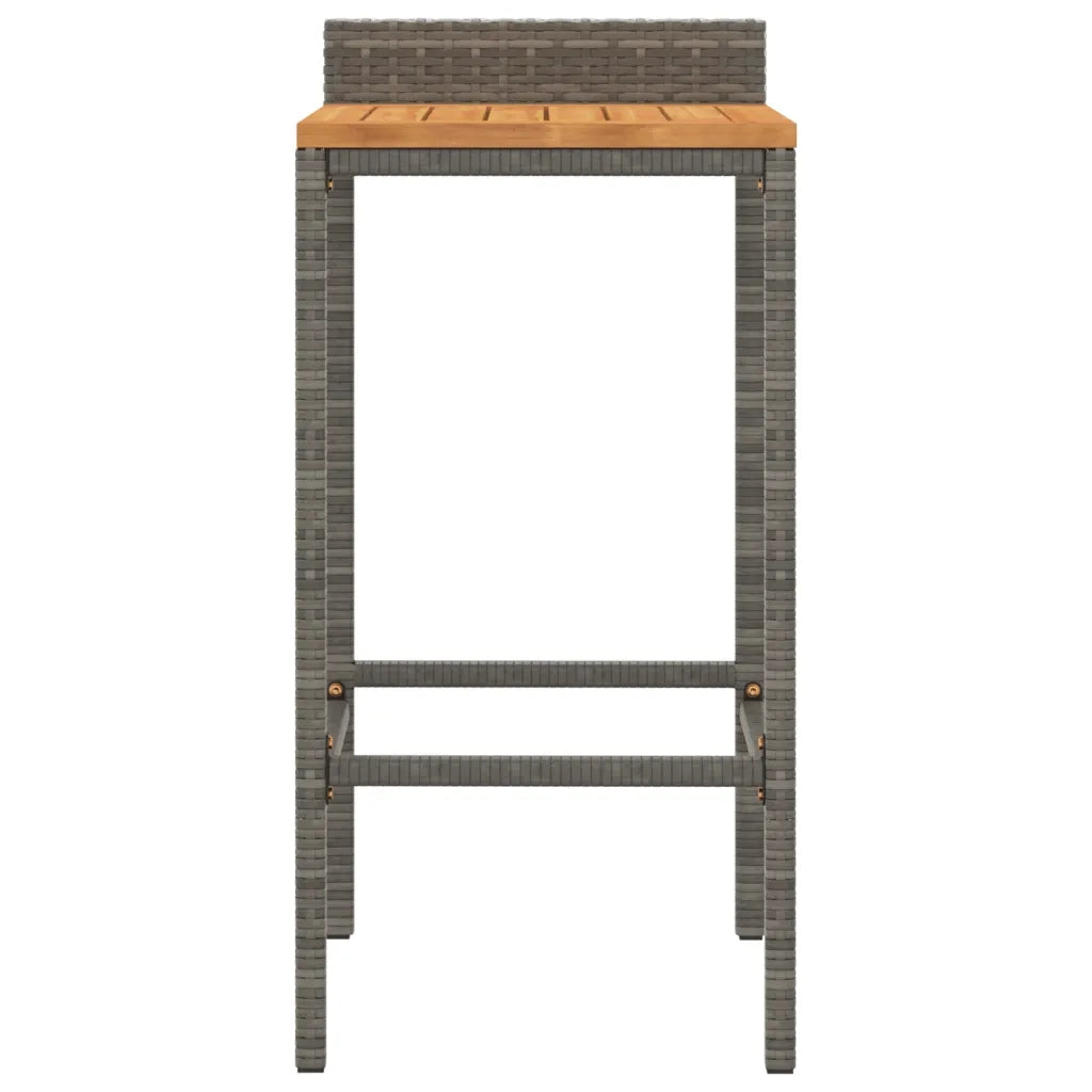 Sgabelli da Bar 4pz Grigi Polyrattan e Legno Massello di Acacia 362605