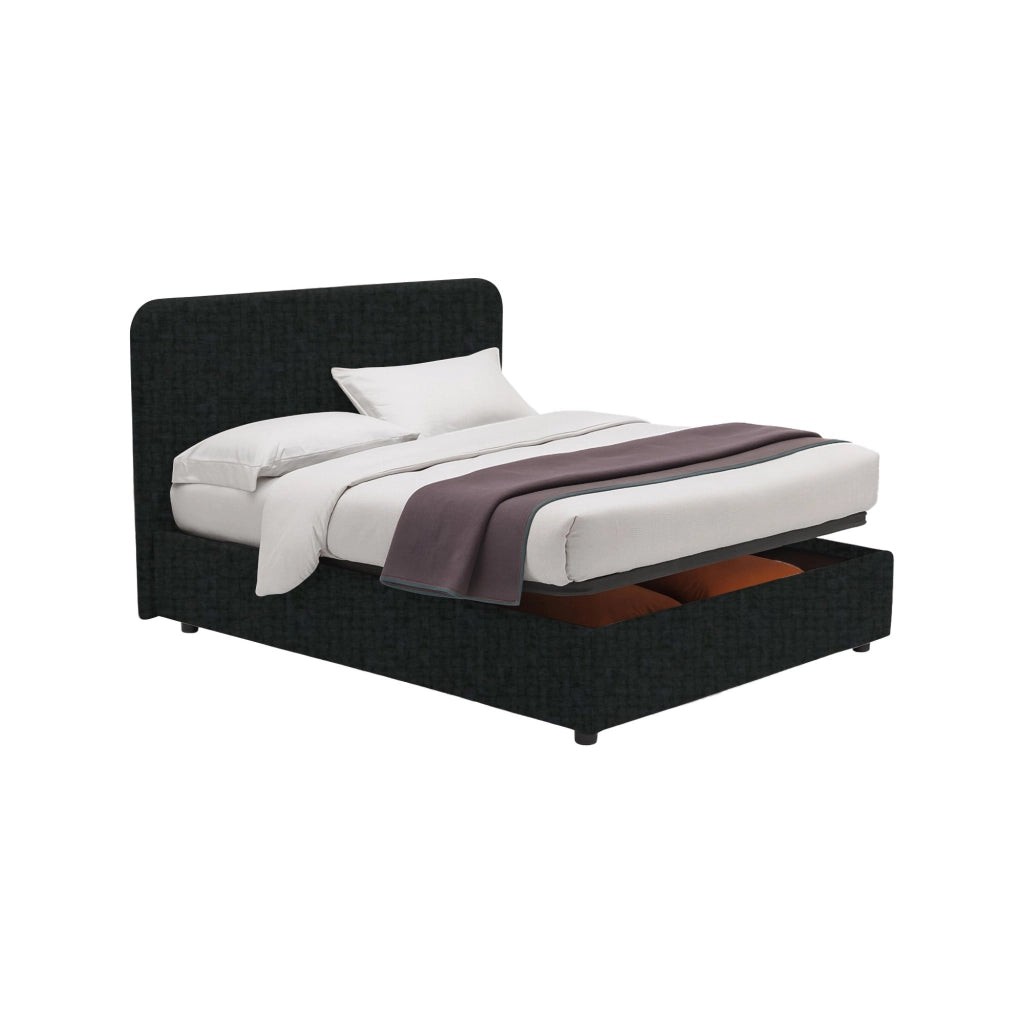 Bury, Letto Matrimoniale Sfoderabile Made in Italy, Grigio Scuro