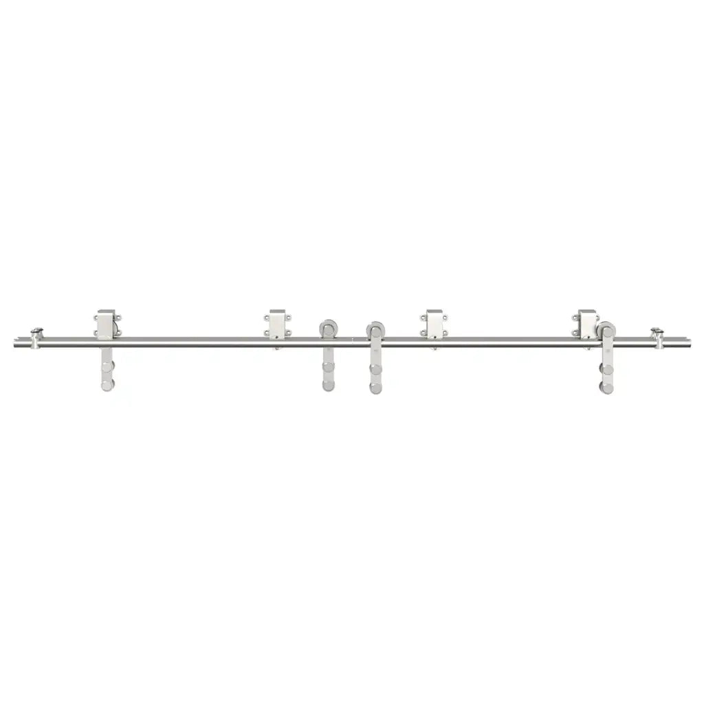 Kit Binari Porta Scorrevole 200 cm Acciaio Inossidabile Argento 3295762