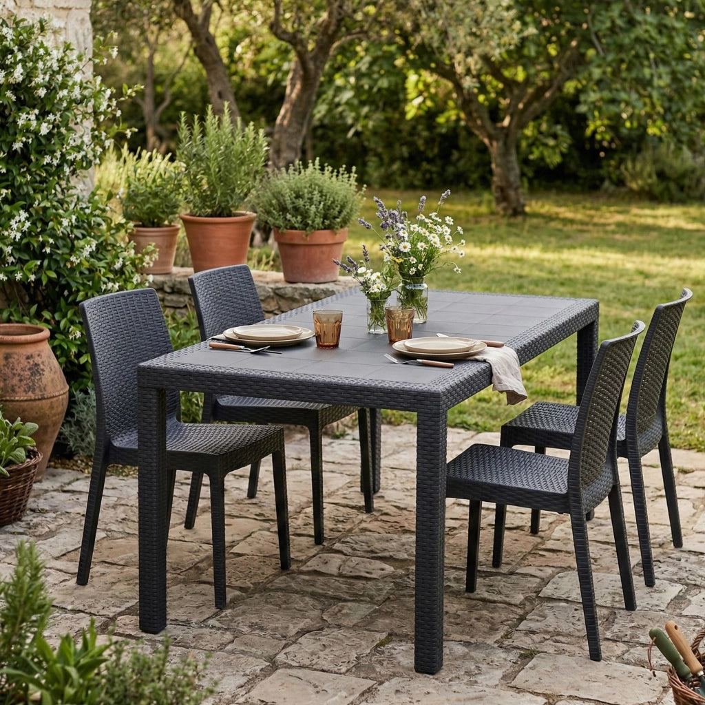 Ariana, Tavolo da Esterno 10 Posti Made in Italy, 90x150x72h cm Nero Antracite