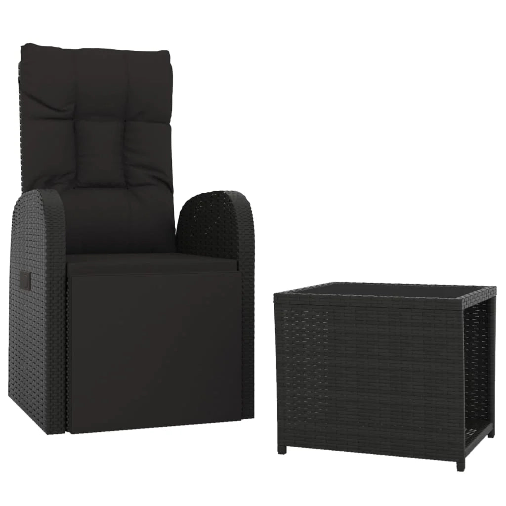 Set di mobili da giardino mobili da esterno set da 2 pezzi polyrattan nero e acciaio 02_0014199