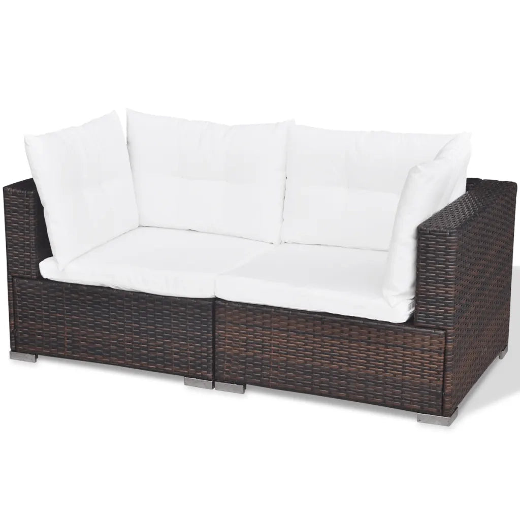 Set Divani da Giardino 5 pz con Cuscini in Polyrattan Marrone 42099