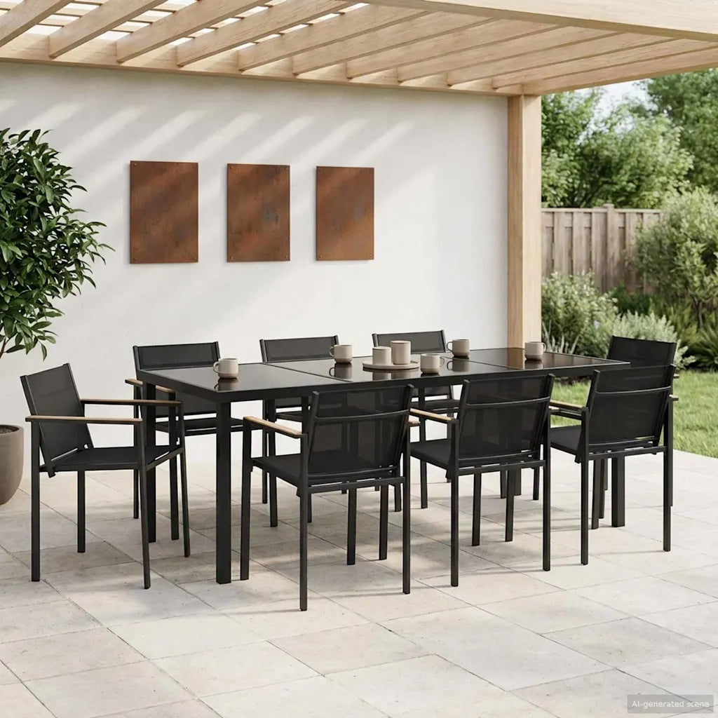Set di Mobili da Esterno 7 pcs Nero e antracite Textilene 3422890