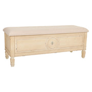 Sgabello beige in legno e imbottita 120x43x48h