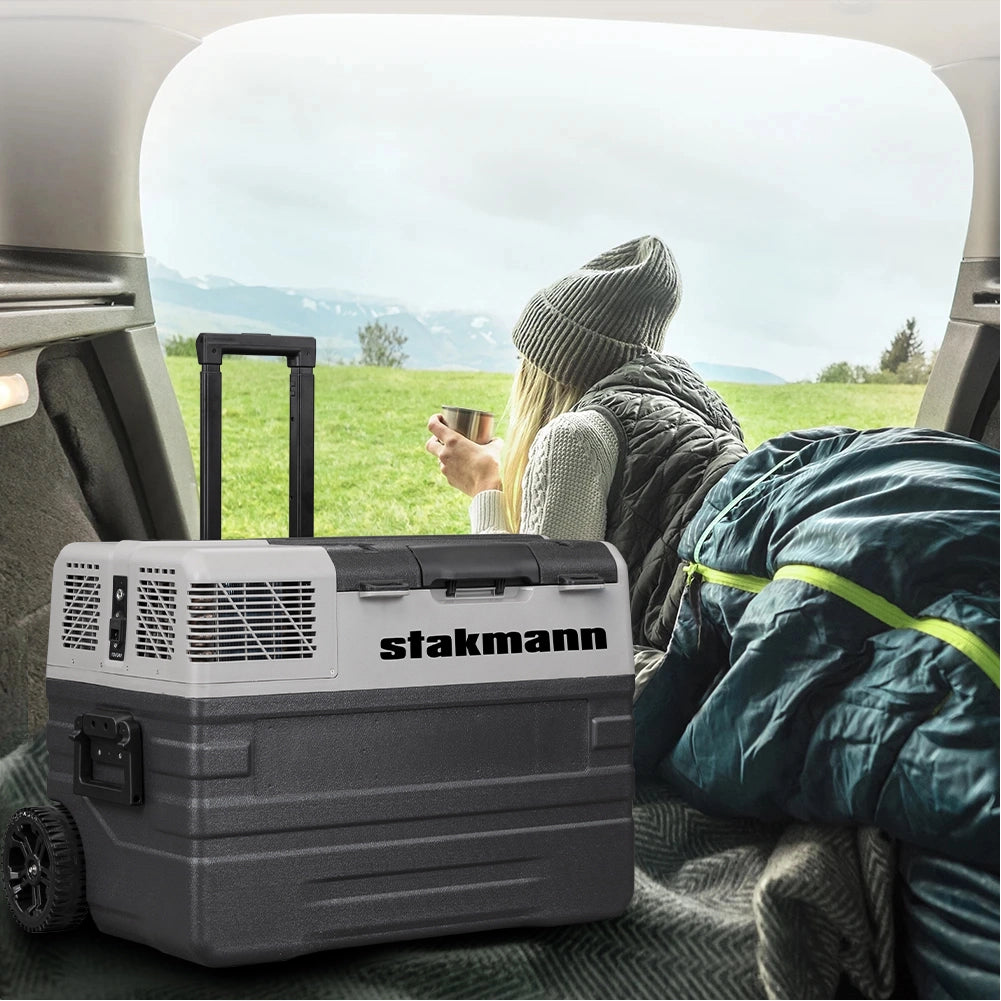 Frigorifero per Auto Barca Camper 42L con Compressore AC/DC 12V e 220V Portatile con Maniglia Grigio