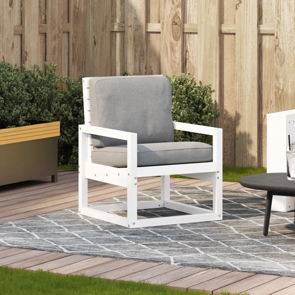 Sedia da Giardino | Sedie da Esterno Bianca 57,5x63x76 cm Legno Massello di Pino