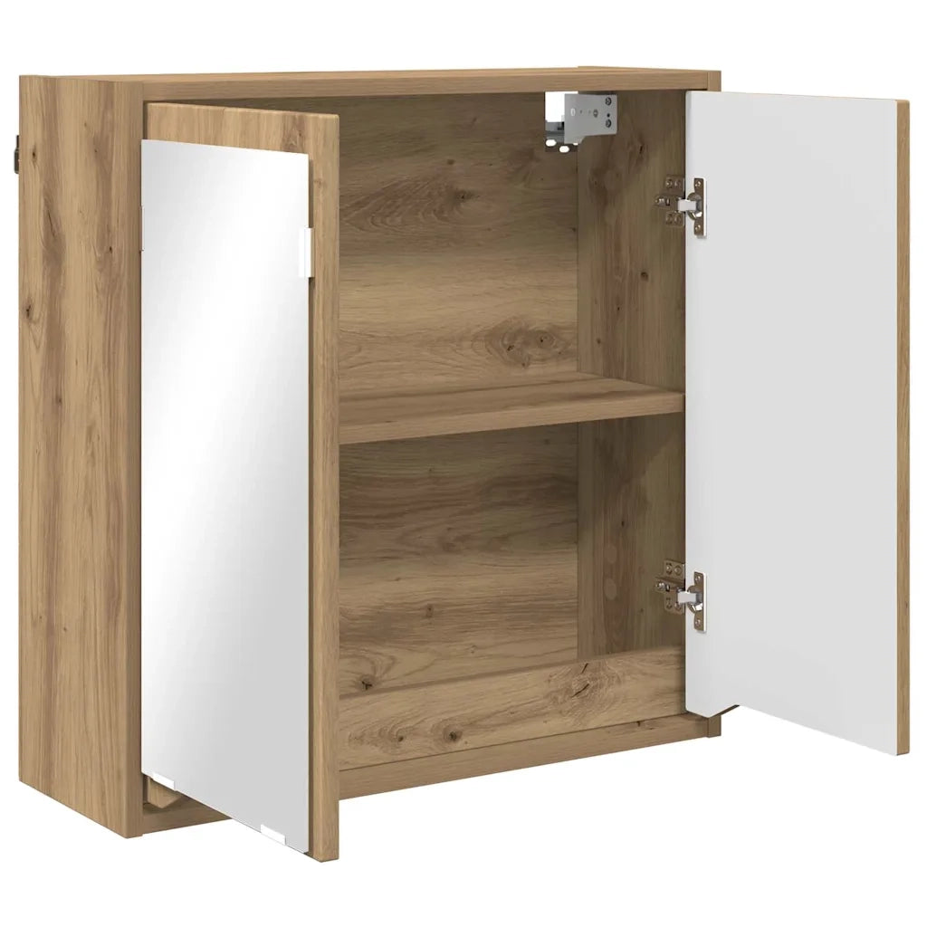 Mobiletto per specchio da bagno con porta Rovere artigianale