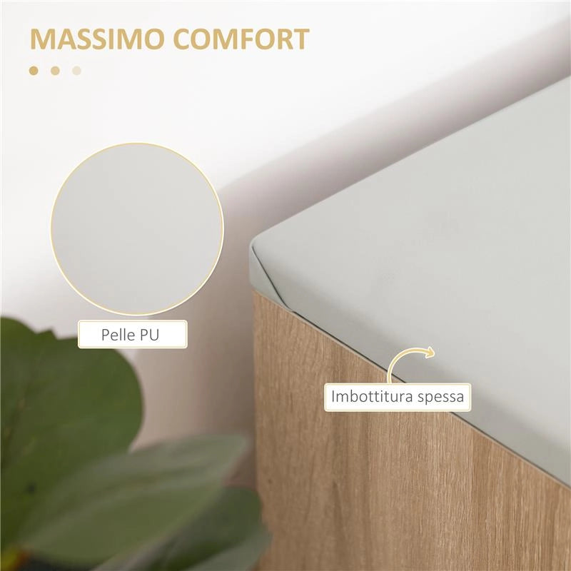 SCARPIERA SALVASPAZIO IMBOTTITA CON 2 RIPIANI APERTI E SPAZIO A SCOMPARSA IN LEGNO E PELLE PU 80X30X45 CM