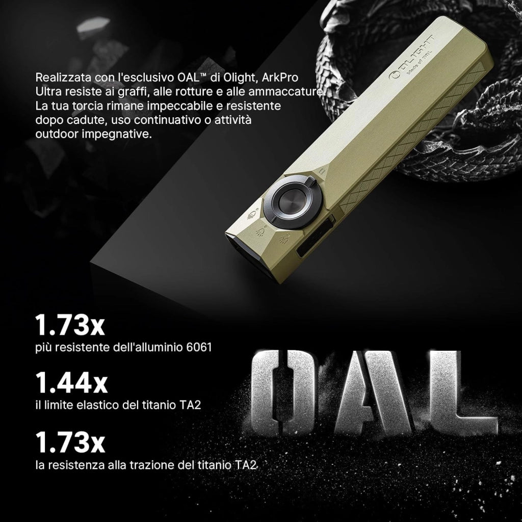 ArkPro Ultra 1.700 Lumen Torcia Manuale Ricaricabile a 4 in 1 con LED Bianco, Luce UV e Luce Verde, con ArkBeat, Perfetta per Controlli, Lavori e Posizionamento (Verde Oliva)