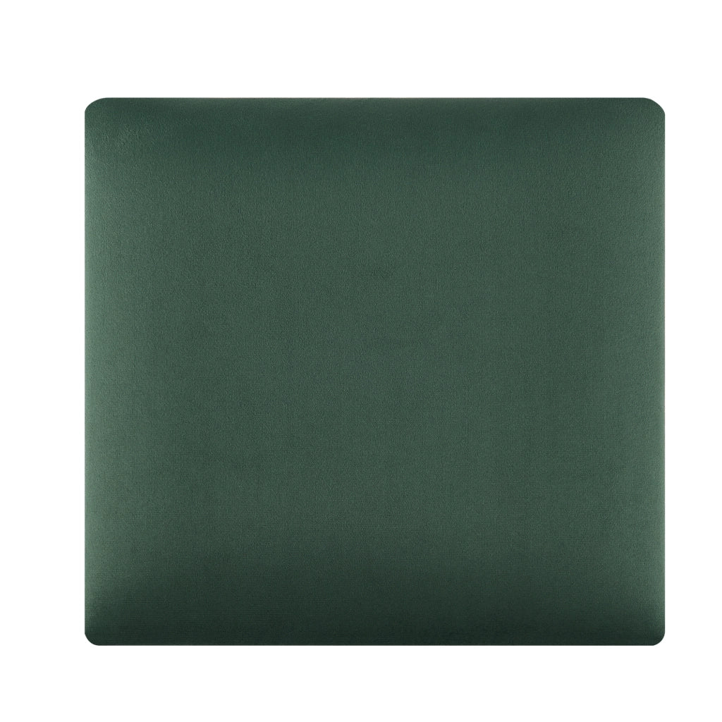 Set Carpino di 4 Pannelli Murali Imbottiti Rivestiti in Tessuto Velluto Verde Scuro 30x30 cm [neu.haus]