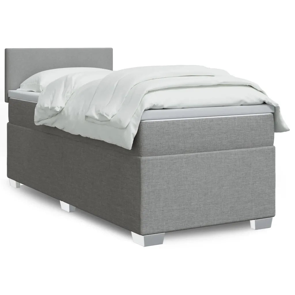 vidaXL Giroletto a Molle con Materasso Grigio Chiaro 80x200 cm Tessuto