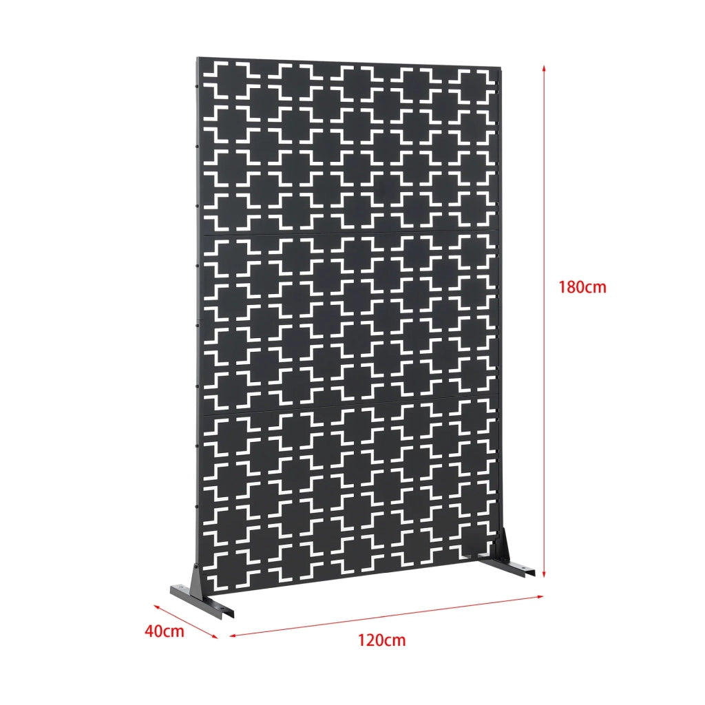 Parete divisoria per uso esterno e interno 180 x 120 x 40 cm acciaio zincato nero 03_0009268