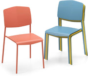 Set di 4 Sedie da Pranzo Impilabili, Sedile Ampio in PP e Gambe in Metallo, per Cucina e Soggiorno