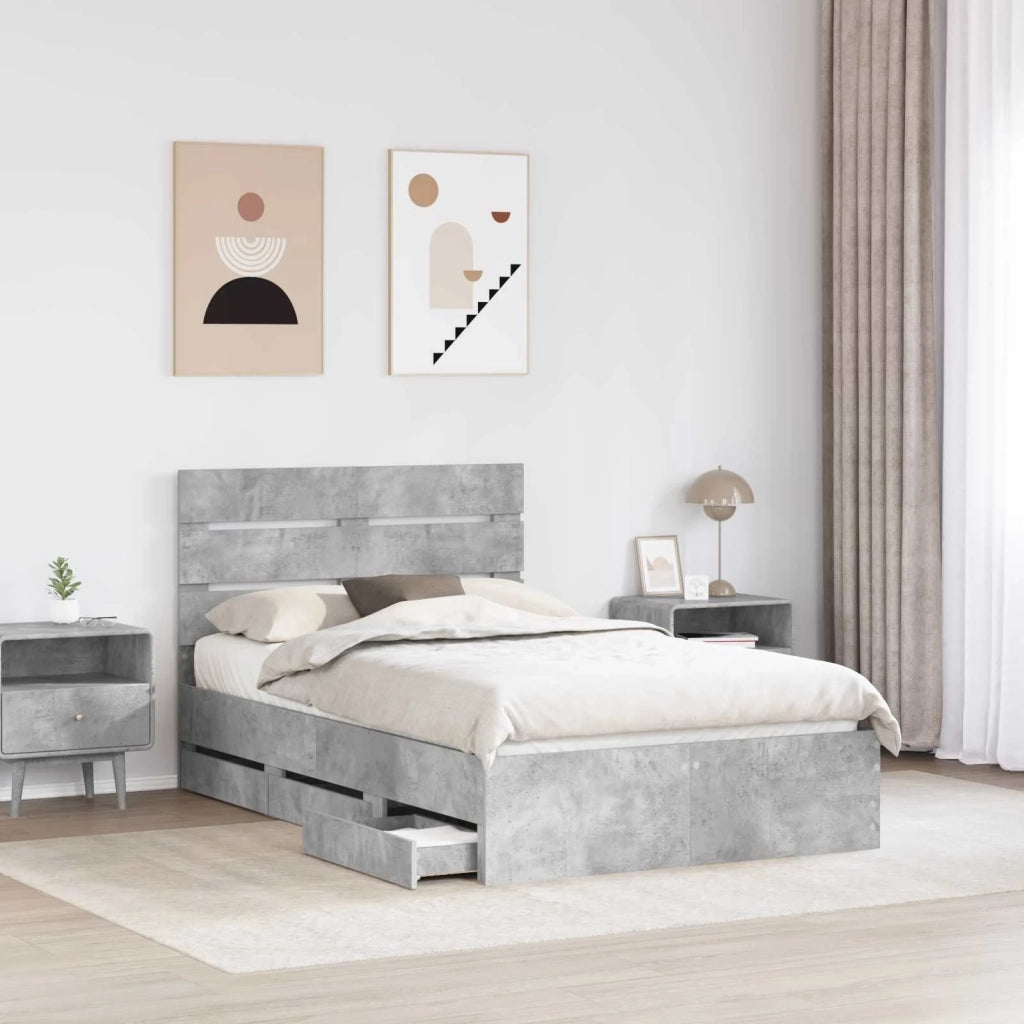 Struttura del letto con cassetto Grigio cemento 135 x 190 cm