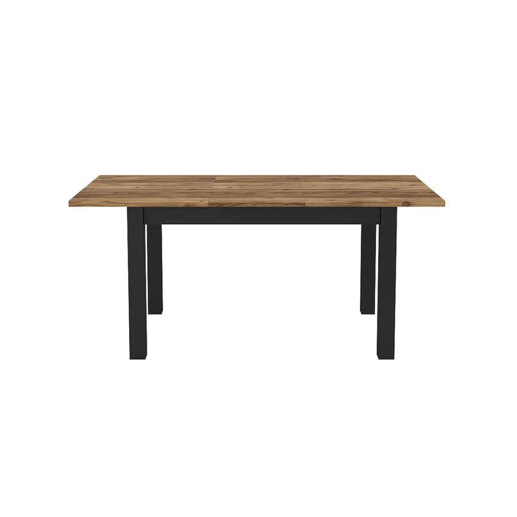 Tavolo allungabile per 8 persone per sala da pranzo Collezione DARWIN. Piano effetto abete. Gambe nere.