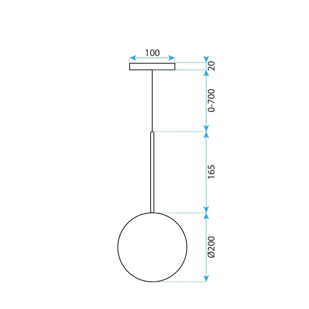 Lampada Da Soffitto A Sospensione Con Sfera Di Vetro 20cm APP1684-1CP