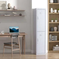 Armadietto 4 Ripiani 2 Porte Chiusura di Sicurezza Ufficio Garage Officina Acciaio Laminato a Freddo 38x46x180cm Grigio